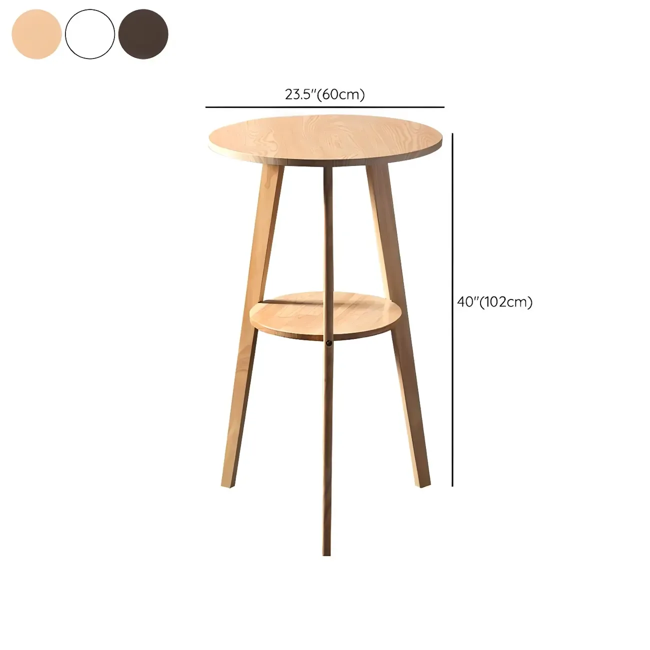Modern Small Round Bar Height Wood Bar Table with Storage Image - 18