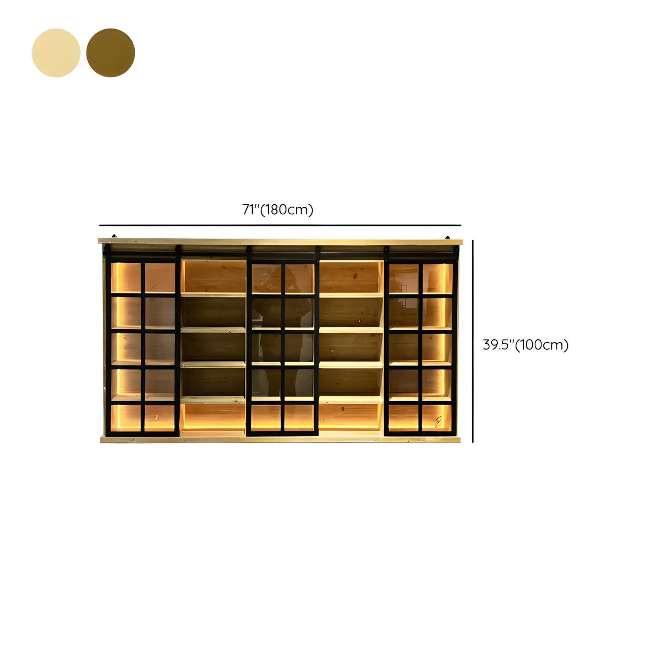 Natural Wall Mount LED Wooden Open Storage Display Cabinet #size | homeyfad