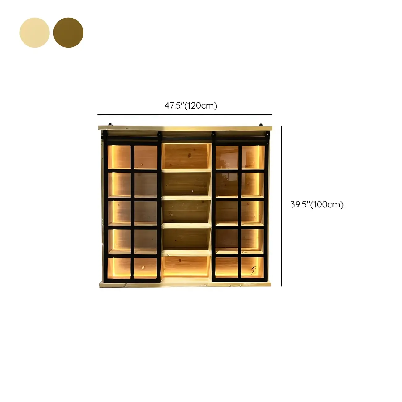 Natural Wall Mount LED Wooden Open Storage Display Cabinet Image - 15