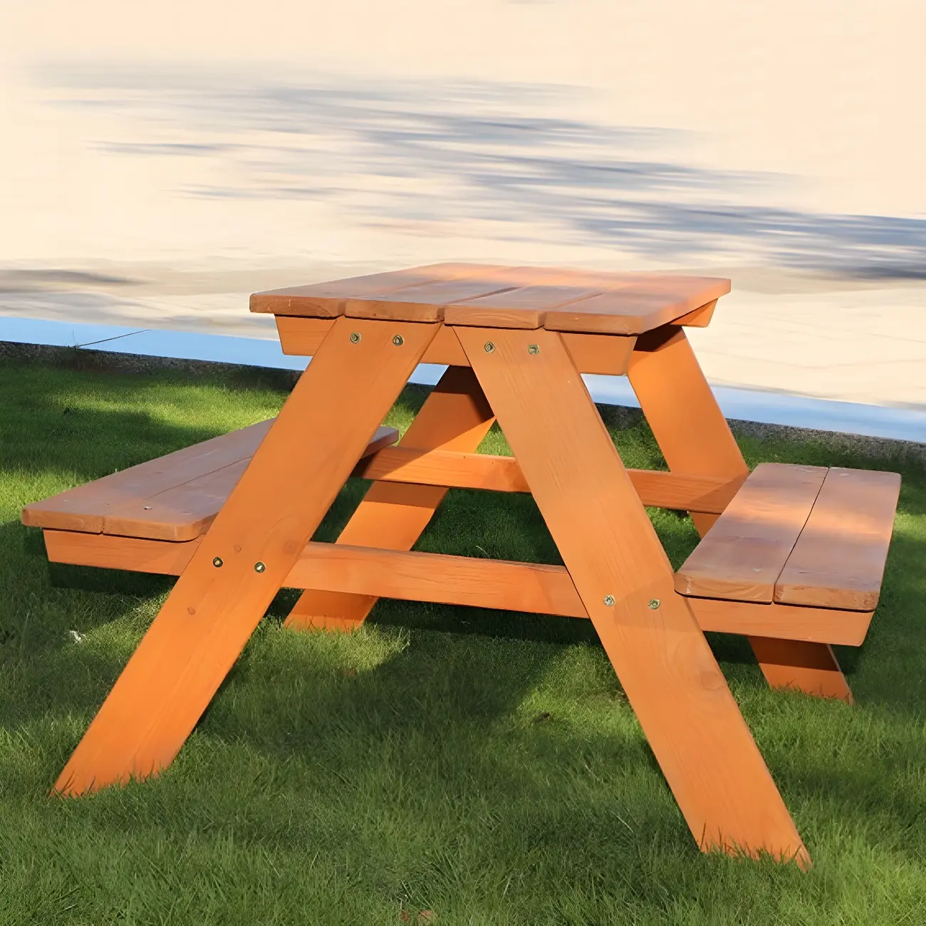 Fir Wood Outdoor Dining Table with Bench Image - 2 | homeyfad
