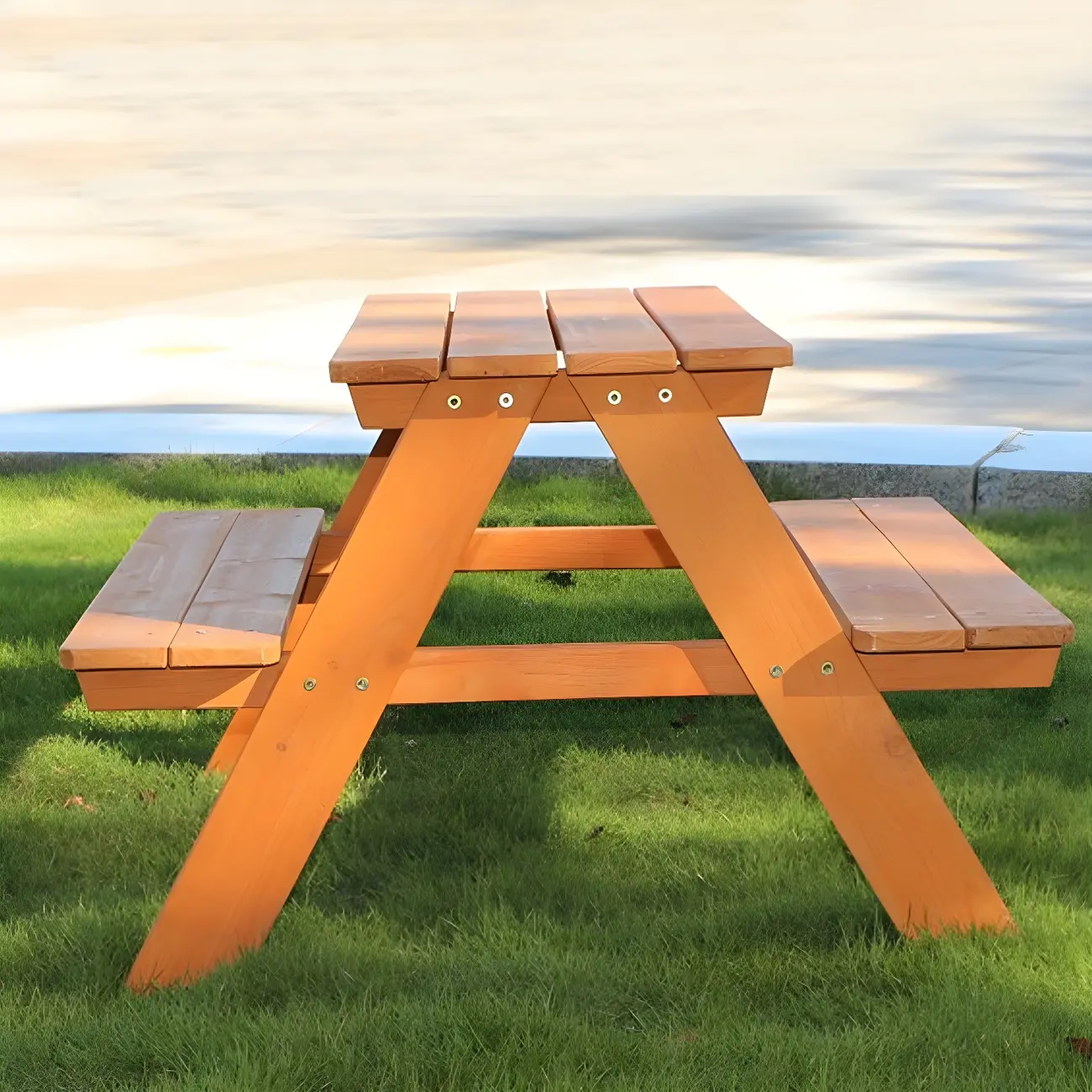 Fir Wood Outdoor Dining Table with Bench Image - 1 | homeyfad