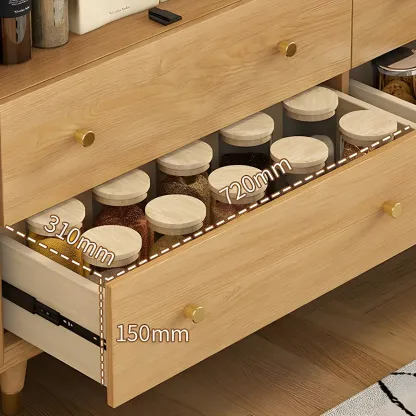 Vintage Wooden Dresser with Natural Finish and Metal Handles Image - 7