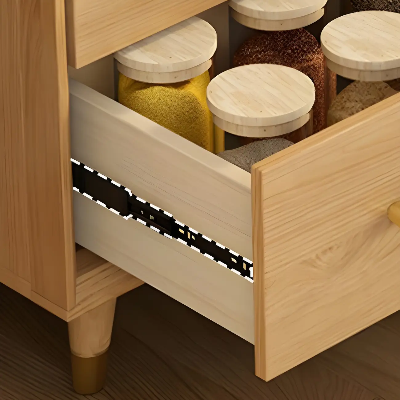 Vintage Wooden Dresser with Natural Finish and Metal Handles Image - 14 | homeyfad