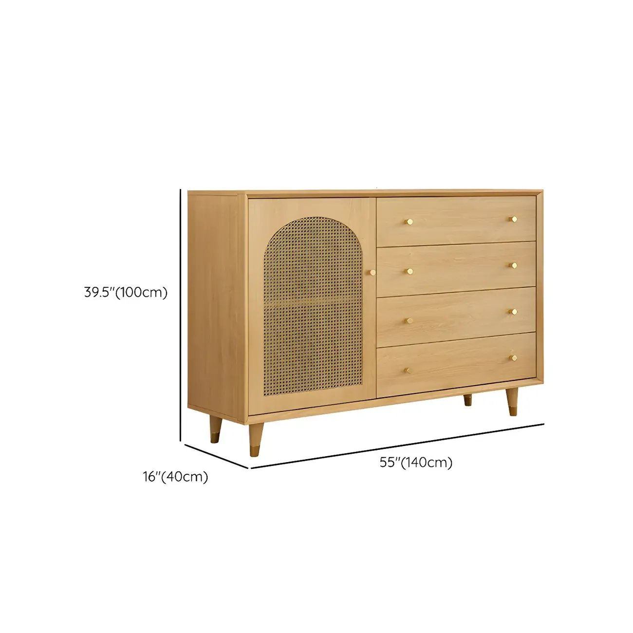 Vintage Wooden Dresser with Natural Finish and Metal Handles Image - 17
