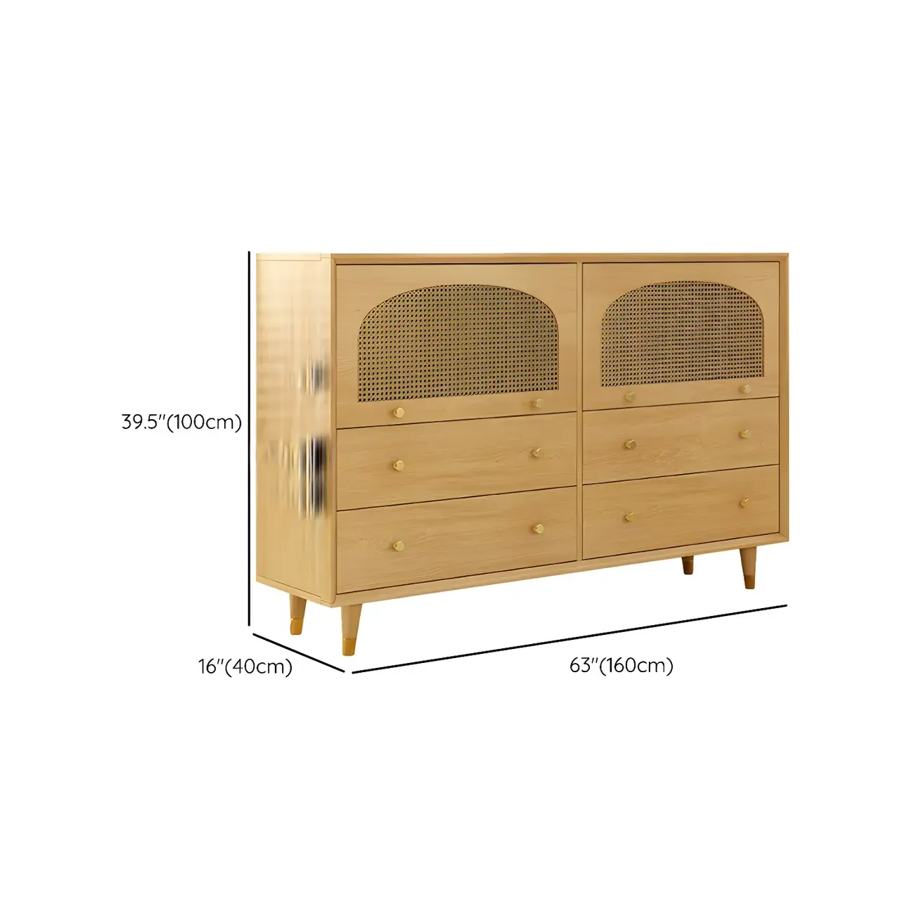Vintage Wooden Dresser with Natural Finish and Metal Handles Image - 18