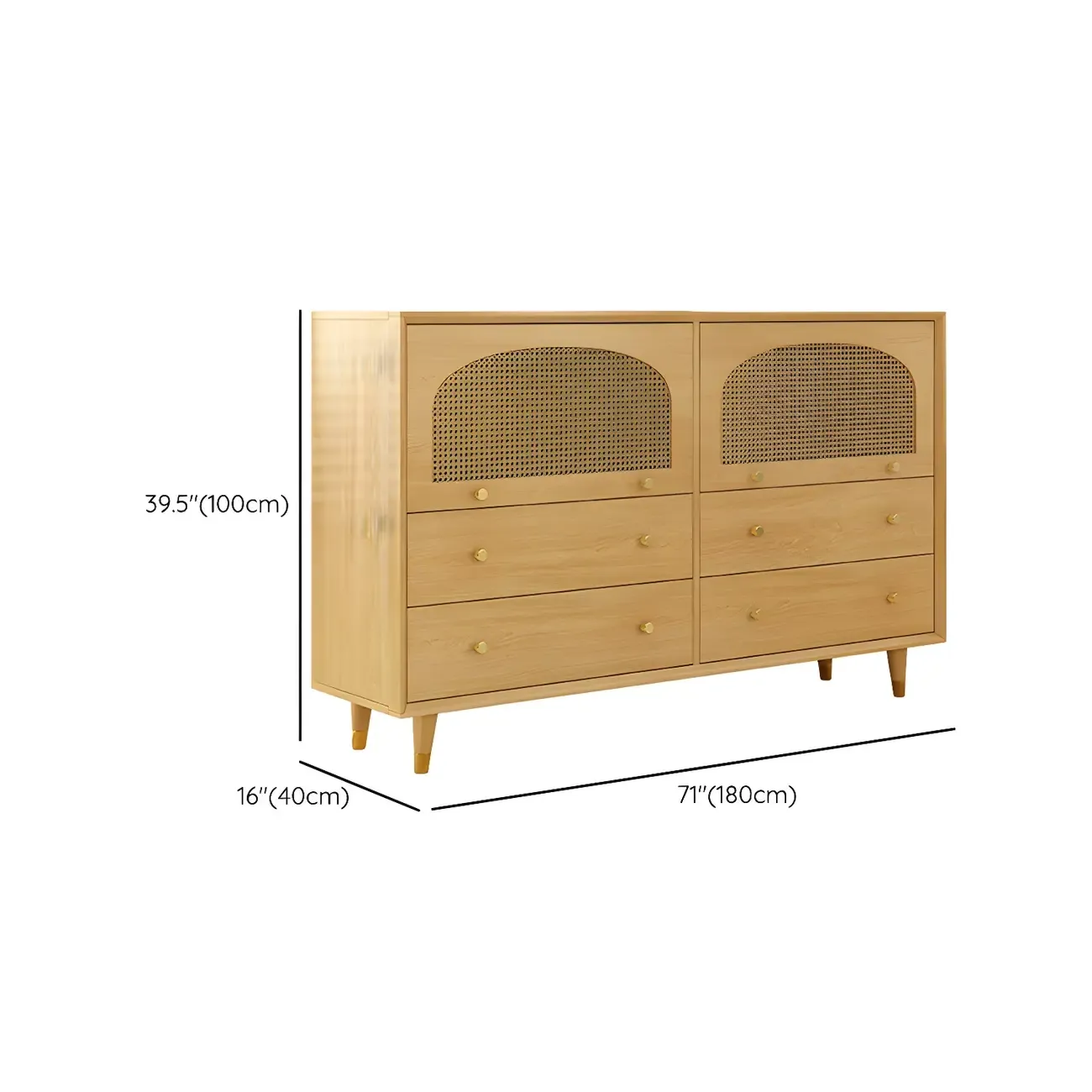Vintage Wooden Dresser with Natural Finish and Metal Handles Image - 19