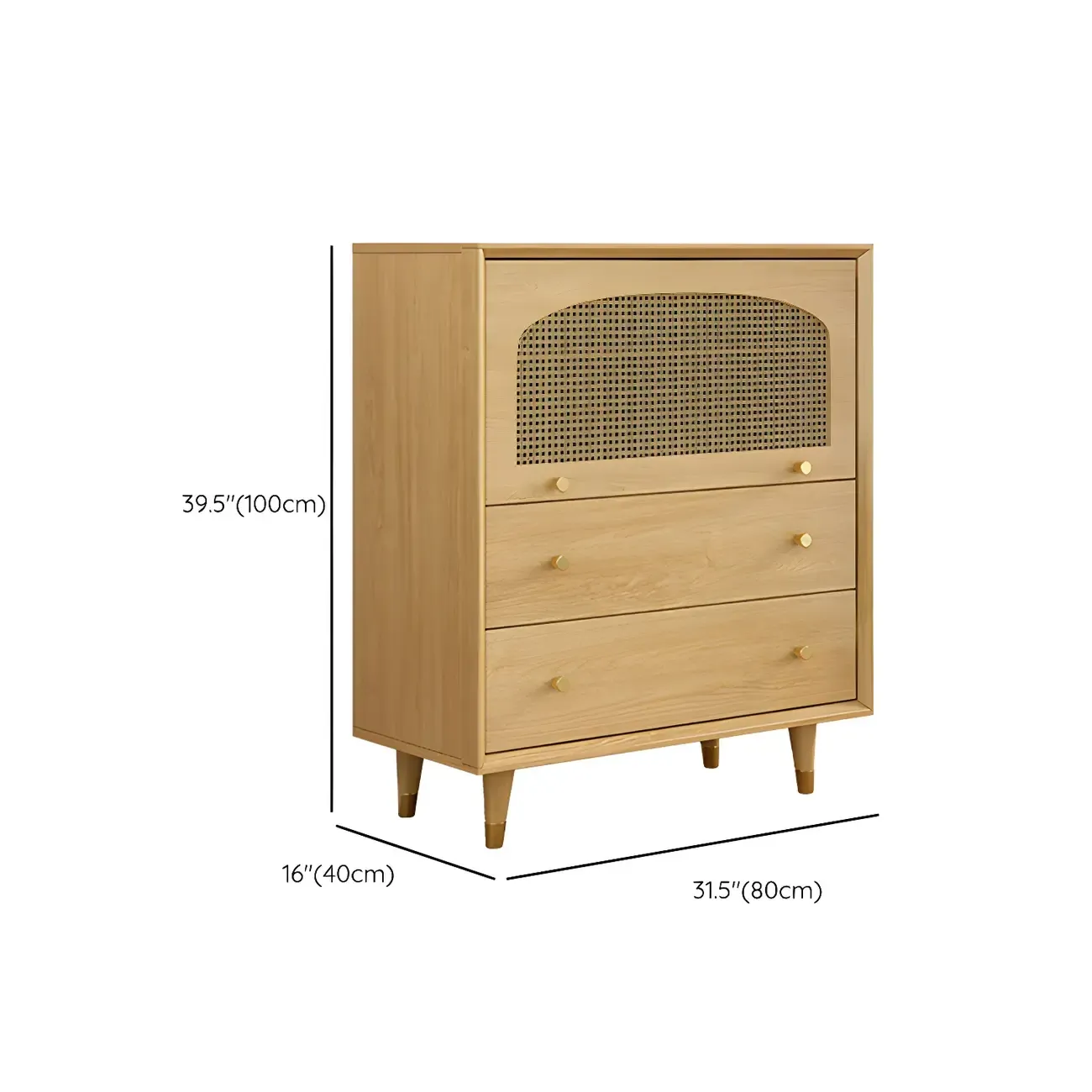 Vintage Wooden Dresser with Natural Finish and Metal Handles Image - 20