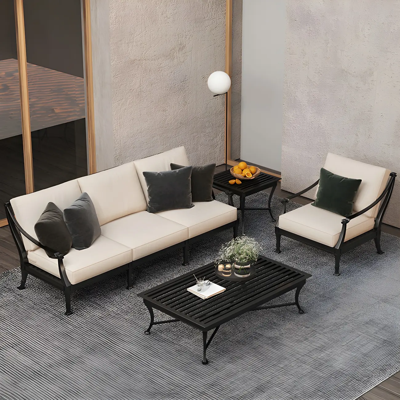 Waterproof Modern Cushion Metal Outdoor Sofa Image - 1 | homeyfad