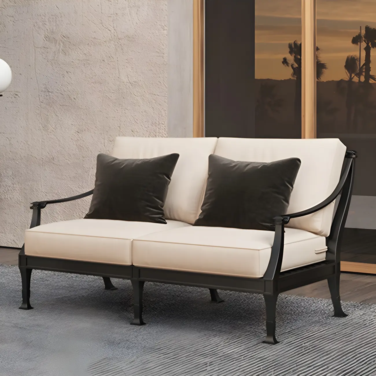 Waterproof Modern Cushion Metal Outdoor Sofa Image - 2 | homeyfad