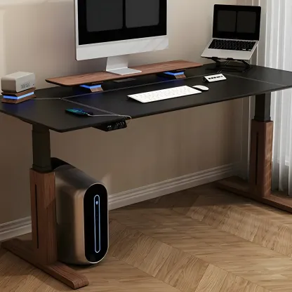 Classic Black Steel Standing Desk with Height-Adjustable for Office Image - 2
