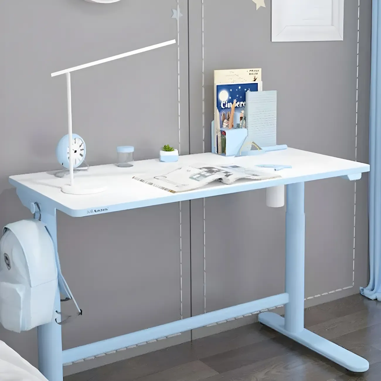 Traditional Wooden Adjustable Standing Desk with T-Shape Base Image - 3