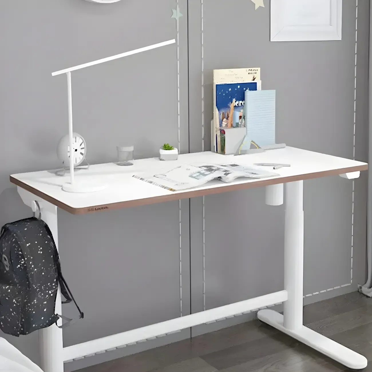 Traditional Wooden Adjustable Standing Desk with T-Shape Base Image - 5