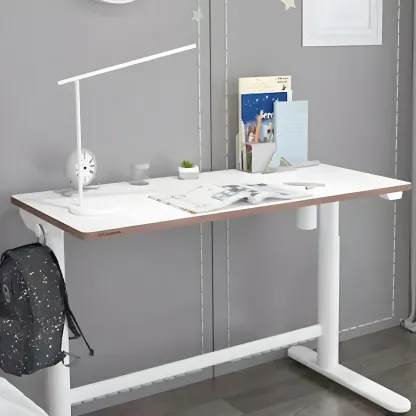 Traditional Wooden Adjustable Standing Desk with T-Shape Base Image - 5