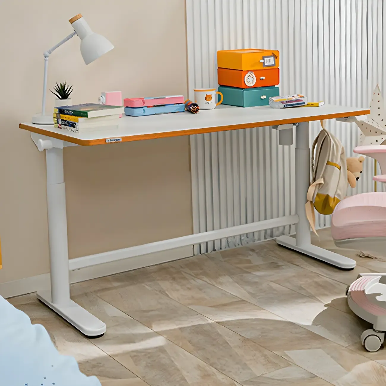Traditional Wooden Adjustable Standing Desk with T-Shape Base Image - 2
