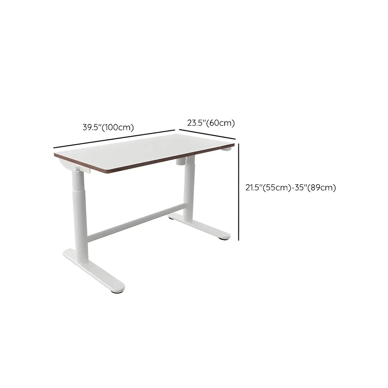 Traditional Wooden Adjustable Standing Desk with T-Shape Base #size