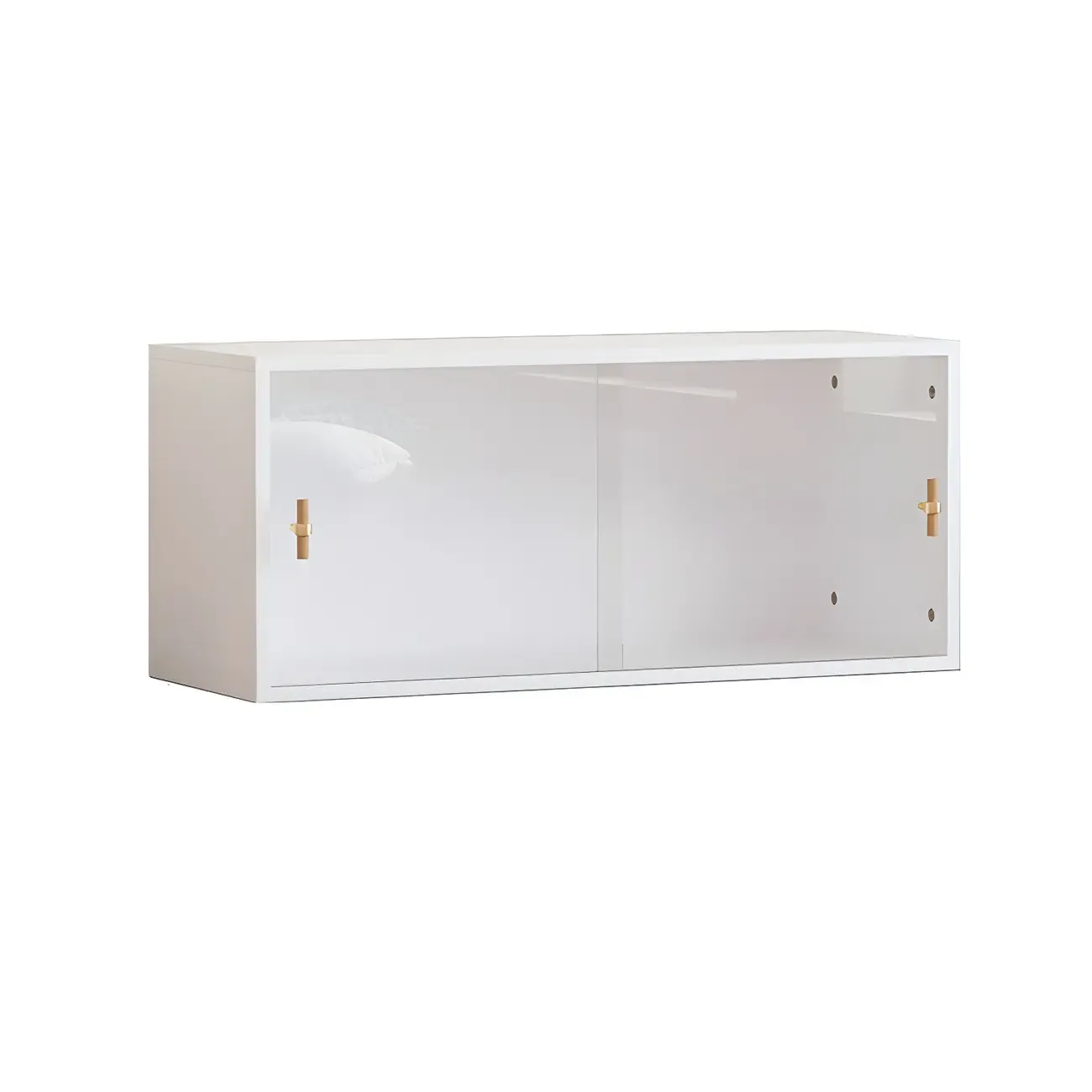 Living Room Rectangular Wood Glass Door Display Cabinet Image - 11