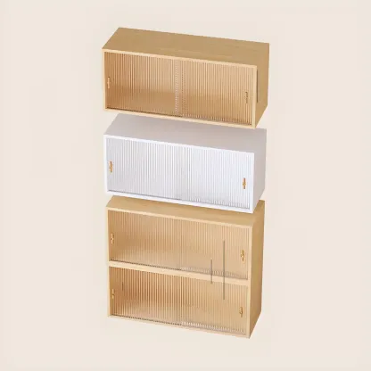 Living Room Rectangular Wood Glass Door Display Cabinet Image - 14