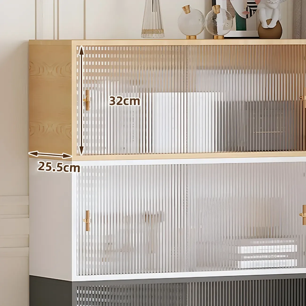 Living Room Rectangular Wood Glass Door Display Cabinet Image - 16