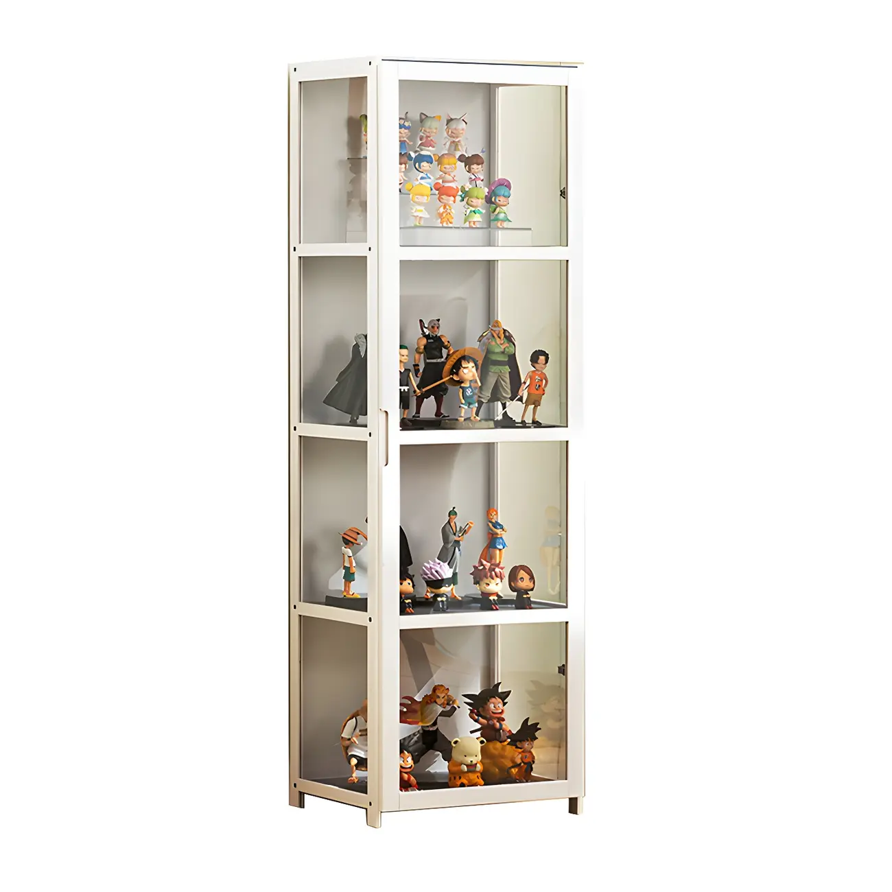 White Modern Bamboo Clear Figure Display Cabinets Image - 9 | homeyfad