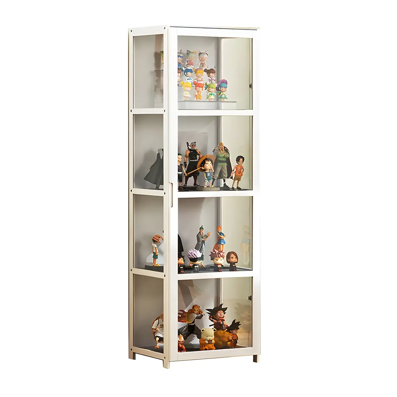 White Modern Bamboo Clear Figure Display Cabinets Image - 9