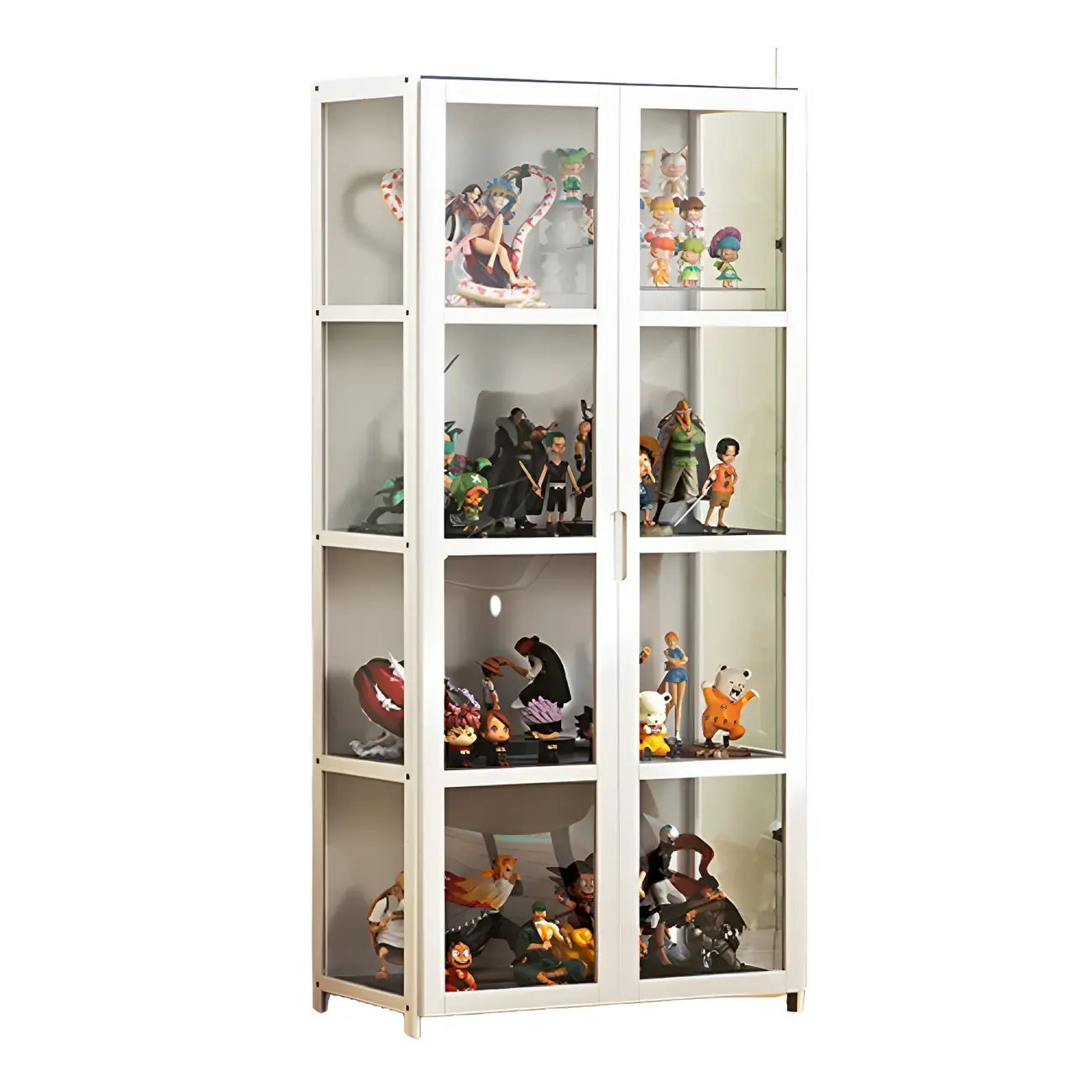 White Modern Bamboo Clear Figure Display Cabinets Image - 12