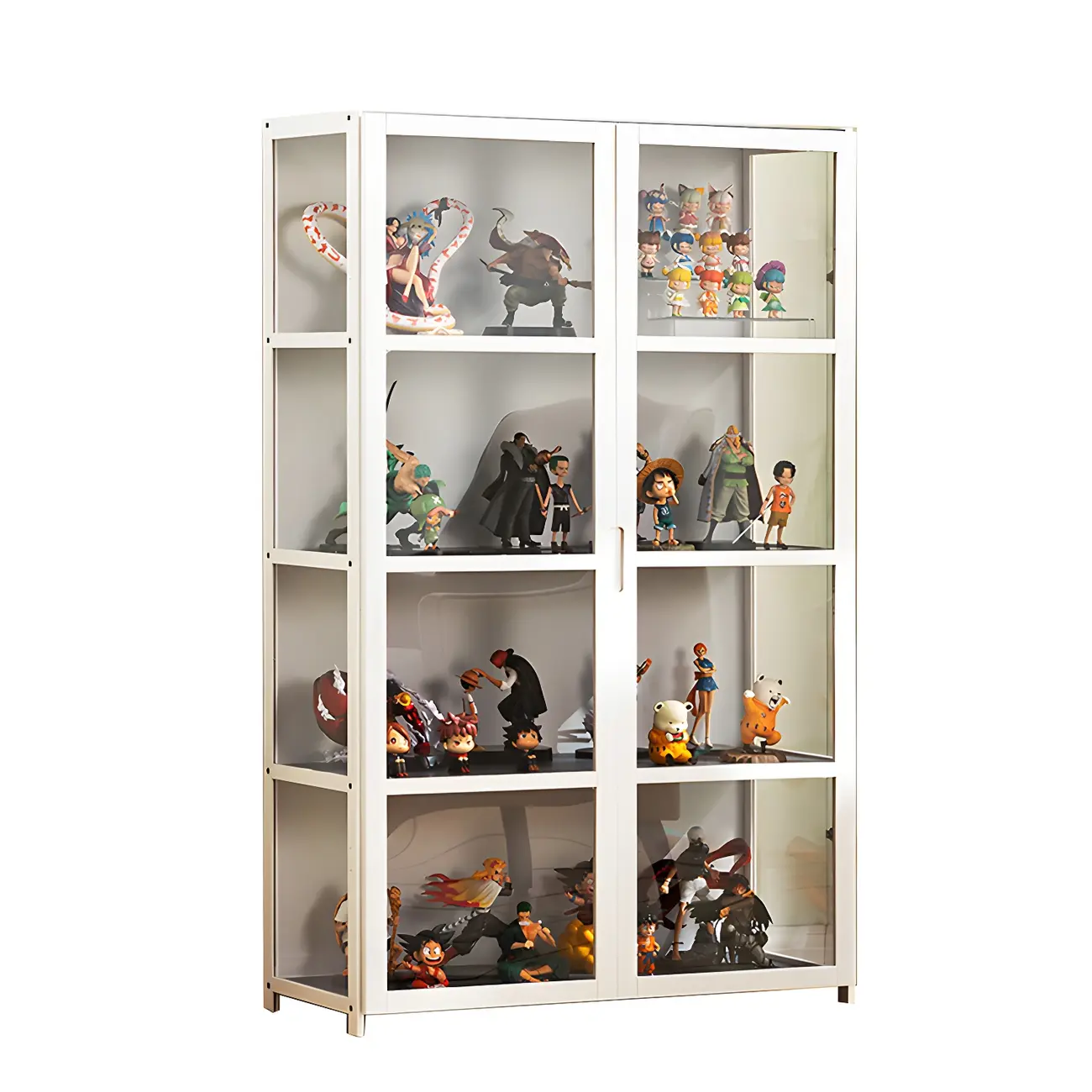 White Modern Bamboo Clear Figure Display Cabinets Image - 13 | homeyfad