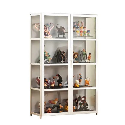 White Modern Bamboo Clear Figure Display Cabinets Image - 13