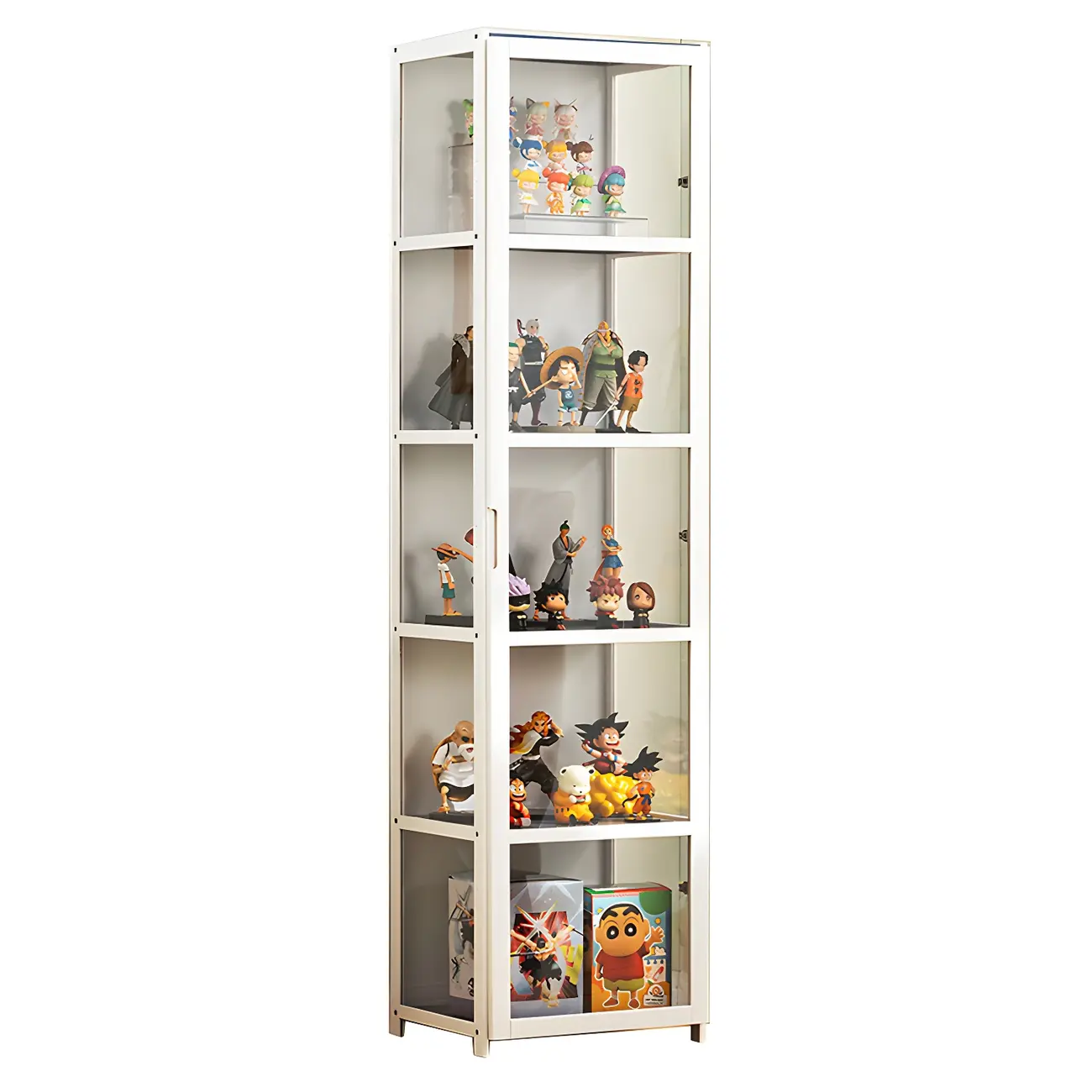 White Modern Bamboo Clear Figure Display Cabinets Image - 14 | homeyfad