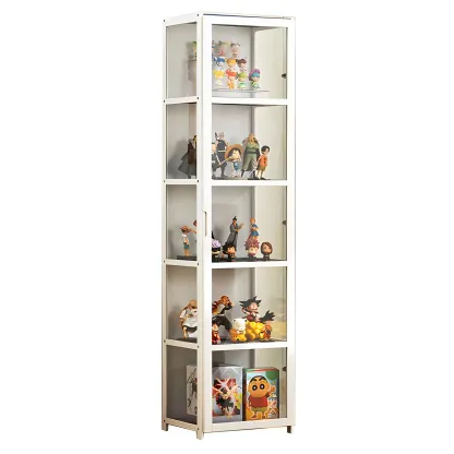 White Modern Bamboo Clear Figure Display Cabinets Image - 14