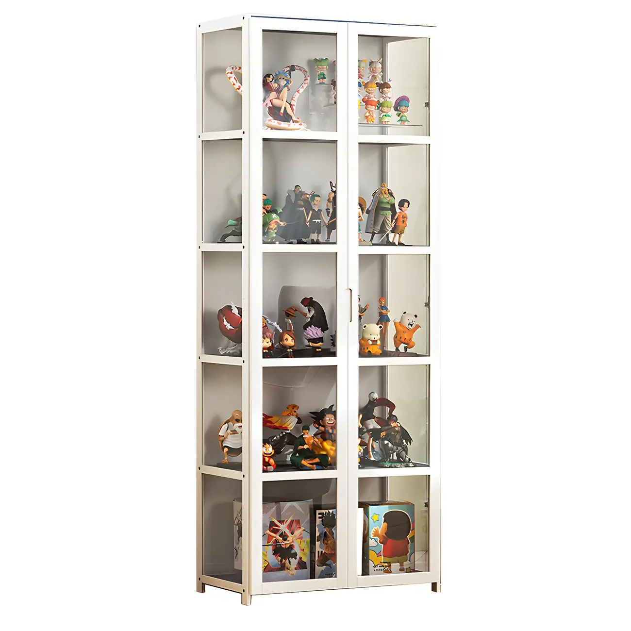 White Modern Bamboo Clear Figure Display Cabinets Image - 15 | homeyfad