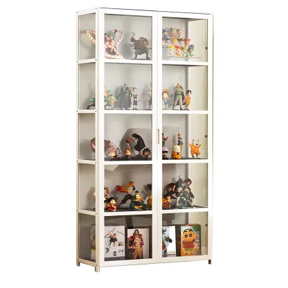 White Modern Bamboo Clear Figure Display Cabinets Image - 16