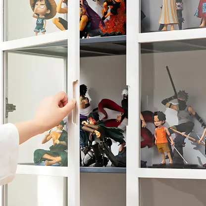 White Modern Bamboo Clear Figure Display Cabinets Image - 19