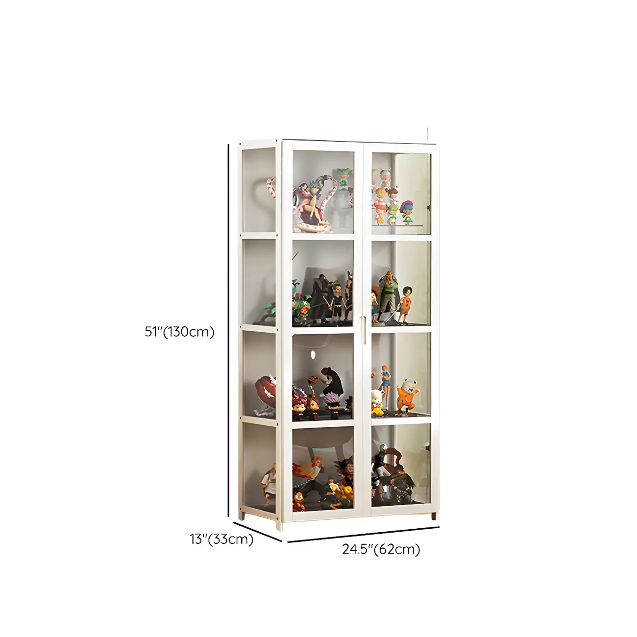 White Modern Bamboo Clear Figure Display Cabinets Image - 22 | homeyfad