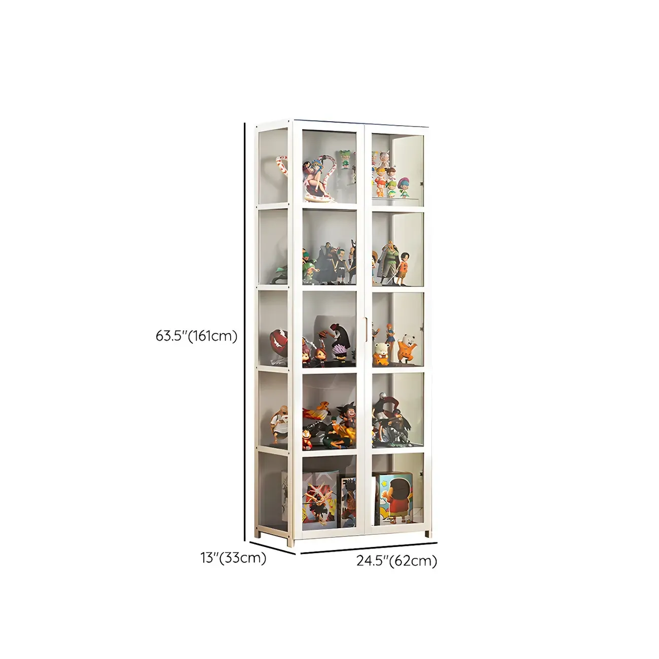 White Modern Bamboo Clear Figure Display Cabinets Image - 25