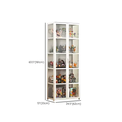 White Modern Bamboo Clear Figure Display Cabinets Image - 25