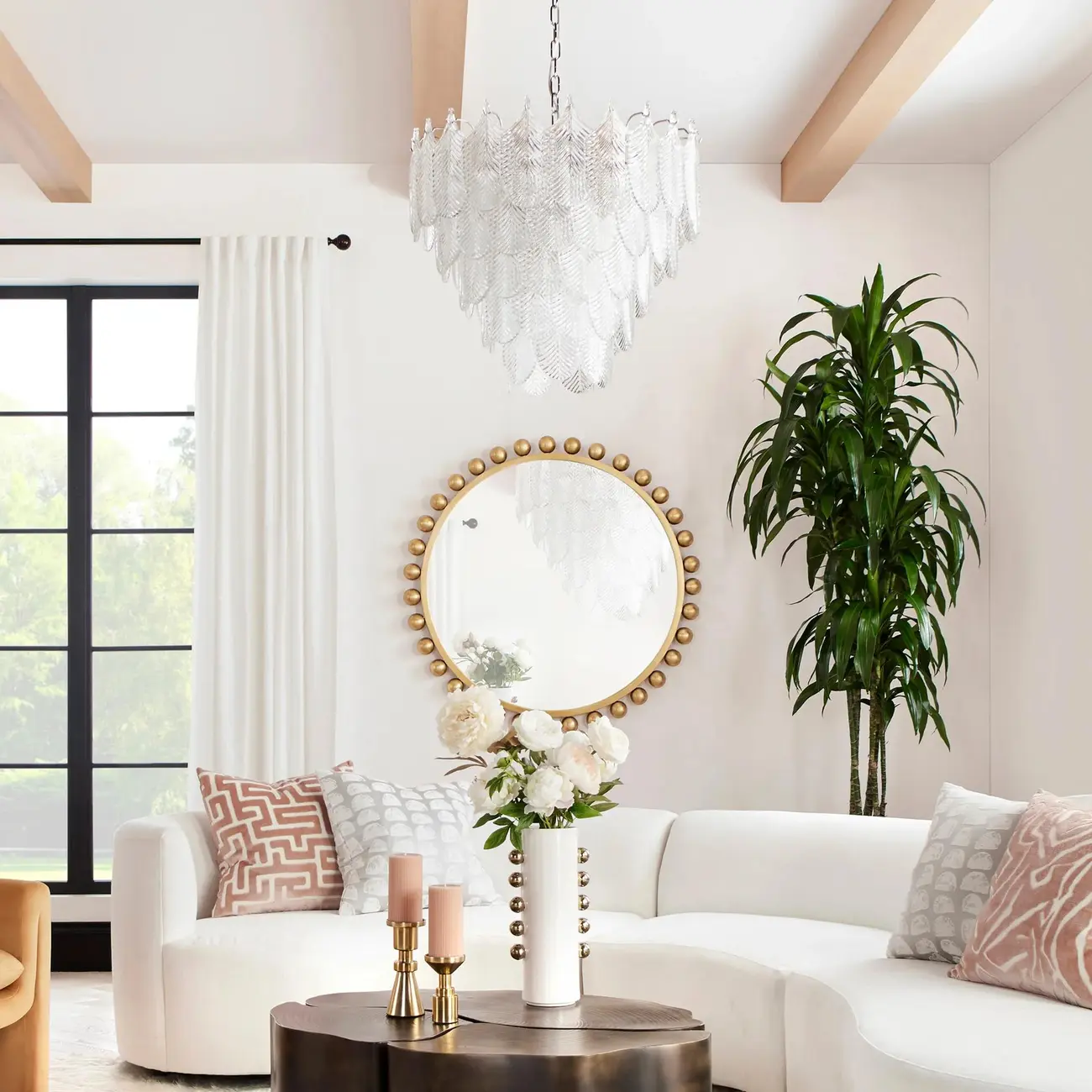 Elegant Leaf-Shaped Glass Crystal Chandelier Image - 2 | homeyfad