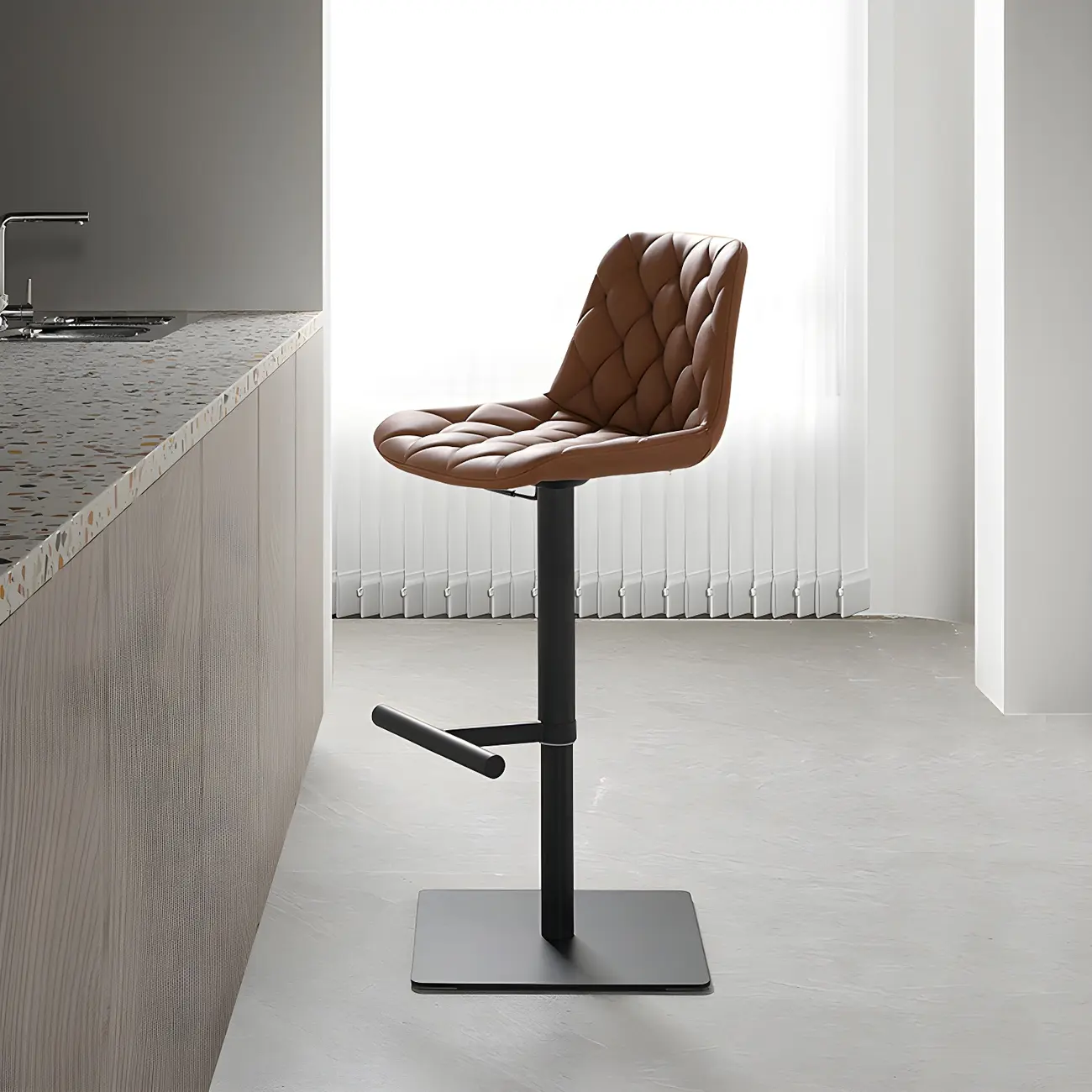 Modern Low Back Cushioned Swivel Adjustable Bar Stool Image - 1 | homeyfad