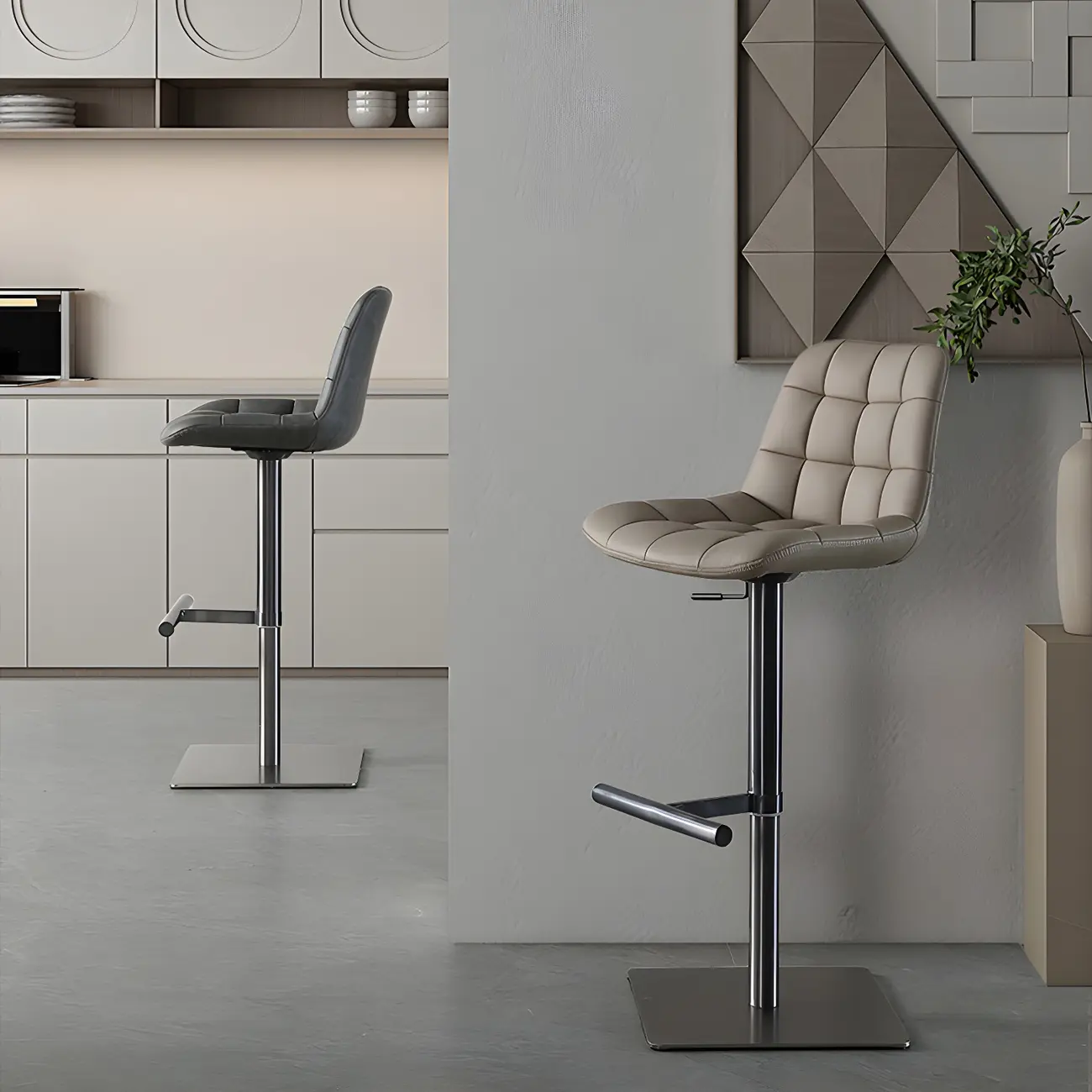 Modern Low Back Cushioned Swivel Adjustable Bar Stool Image - 3 | homeyfad
