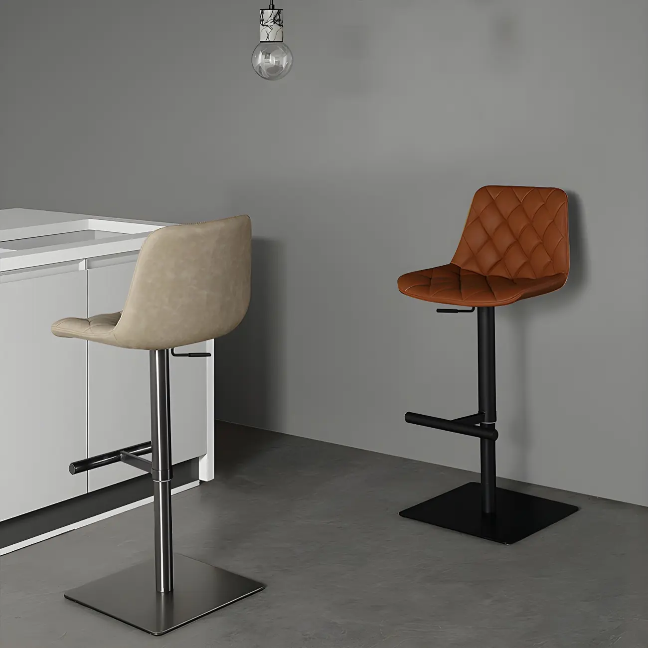 Modern Low Back Cushioned Swivel Adjustable Bar Stool Image - 4 | homeyfad