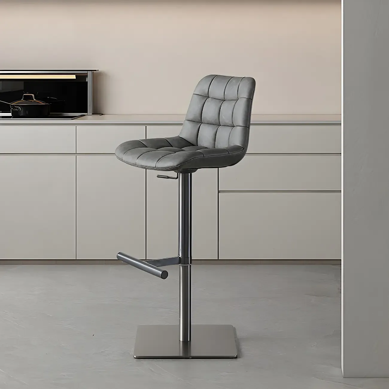 Modern Low Back Cushioned Swivel Adjustable Bar Stool Image - 2