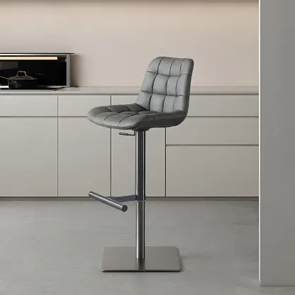 Modern Low Back Cushioned Swivel Adjustable Bar Stool Image - 2