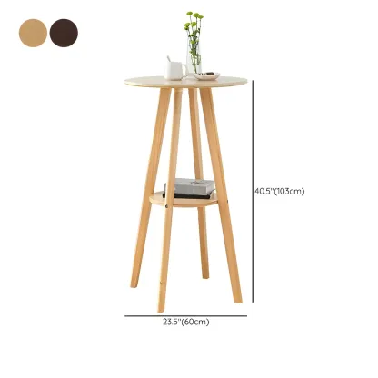 Minimalist Round 2-tier Bar Height Small Wooden Bar Table #size