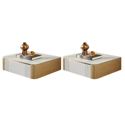 Low Stone Top Floating Nightstand with Drawer Set of 2 Image - 14