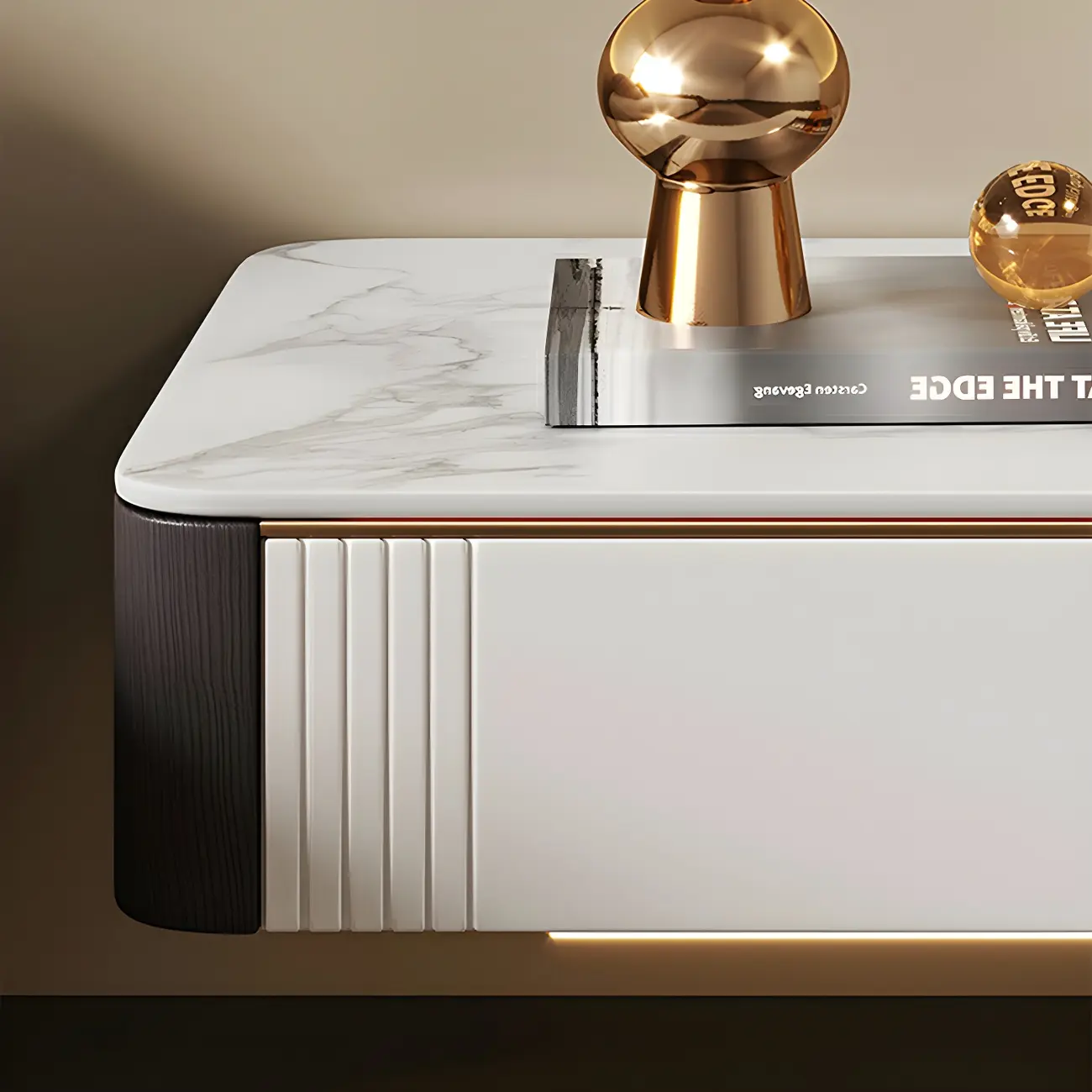 Low Stone Top Floating Nightstand with Drawer Set of 2 Image - 8 | homeyfad