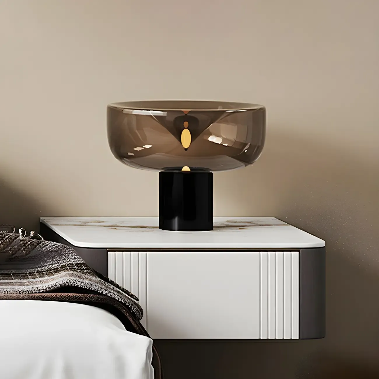 Low Stone Top Floating Nightstand with Drawer Set of 2 Image - 4