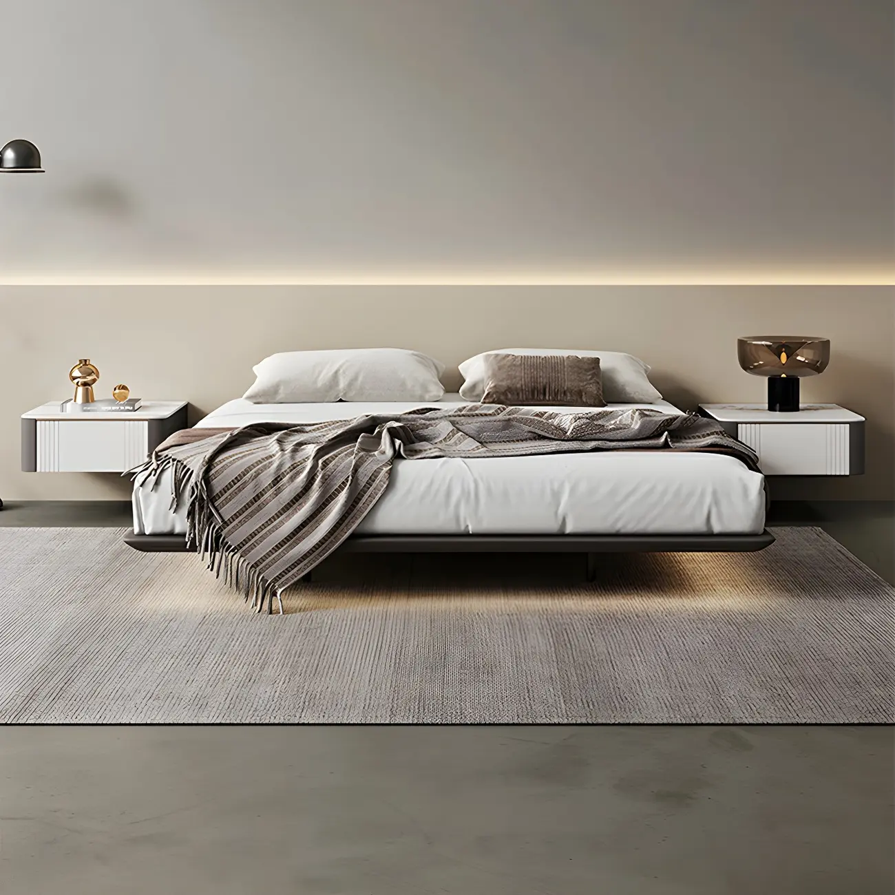 Low Stone Top Floating Nightstand with Drawer Set of 2 Image - 3 | homeyfad