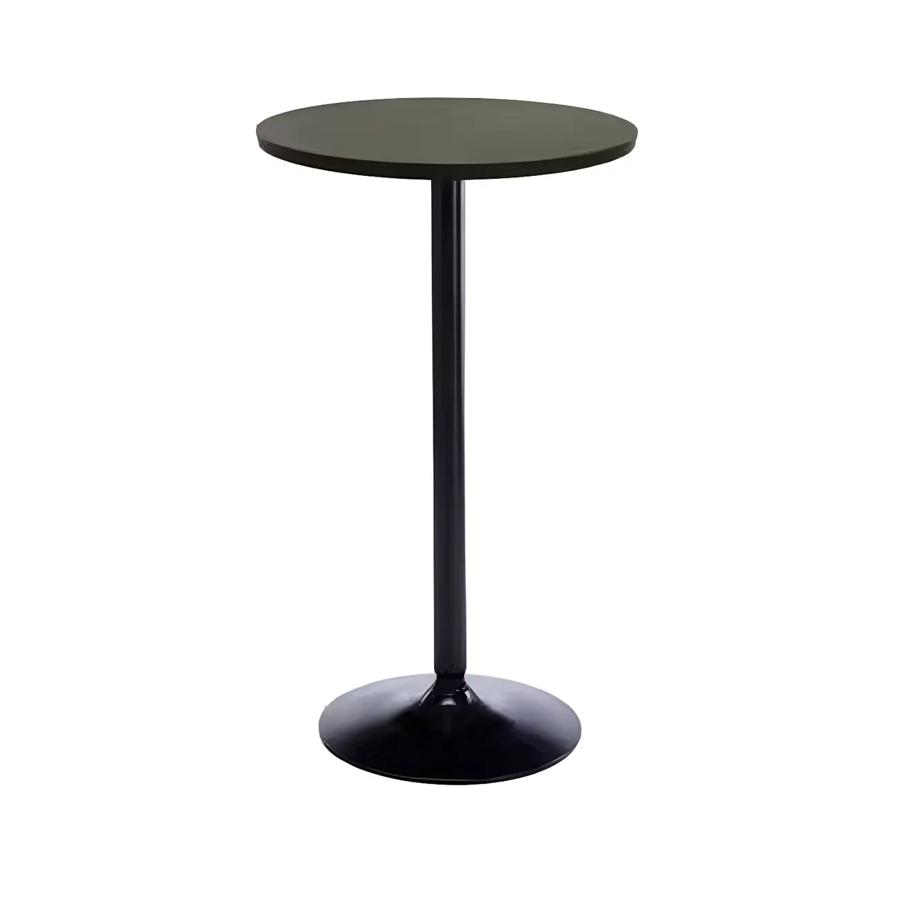 Minimalist Pedestal Wood Metal Round Bar Height Table Image - 2 | homeyfad