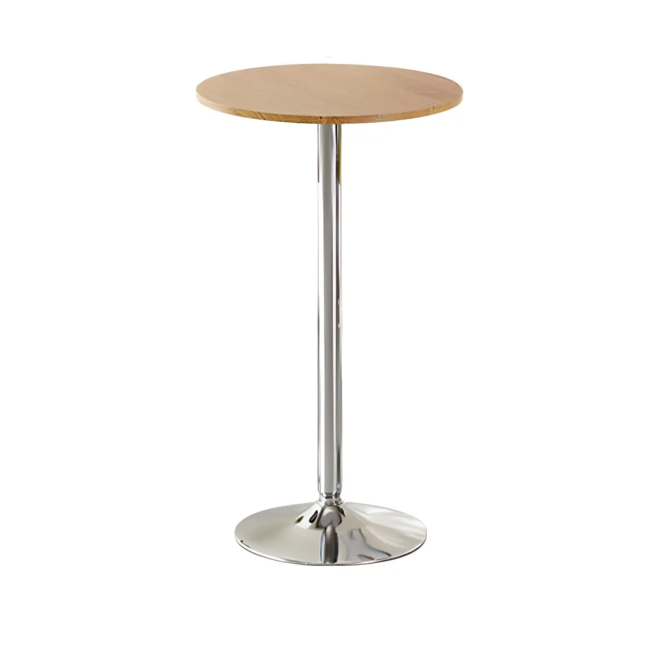 Minimalist Pedestal Wood Metal Round Bar Height Table Image - 6 | homeyfad