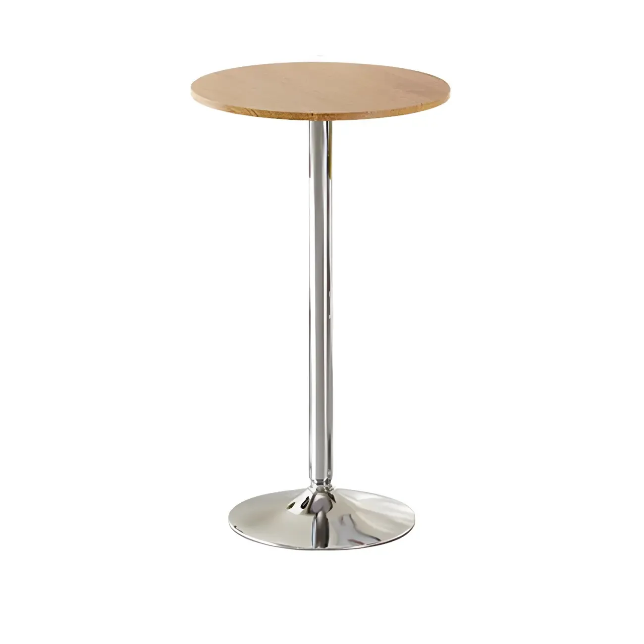 Minimalist Pedestal Wood Metal Round Bar Height Table Image - 6