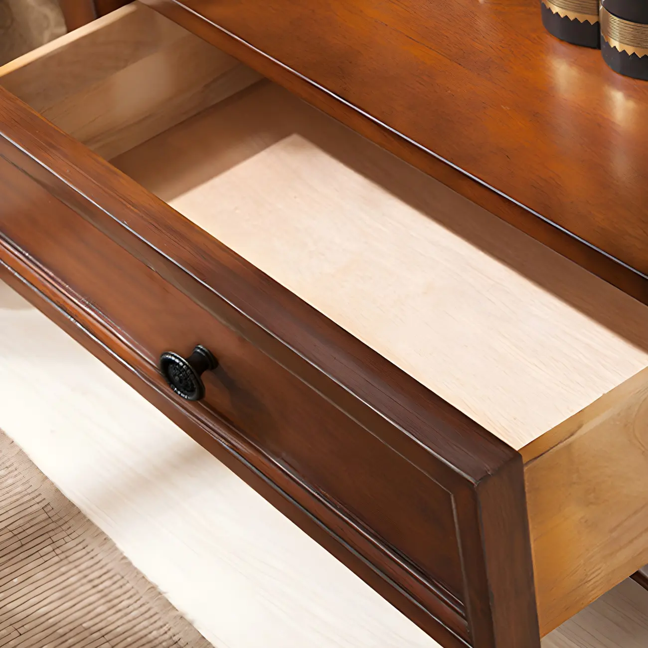 Traditional Wood 3-Shelf Brown Bookcase with Drawer Image - 4 | homeyfad